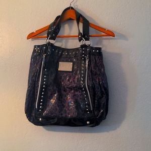 Betsyville Purple Cheetah Animal Print Silver Stud Shoulder Purse